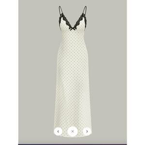 Commense Lace Trim Polka Dot Cami Midi Dress Sz XL